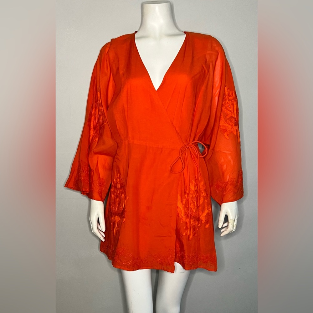 Zara Vibrant Orange Wrap Mini Dress
